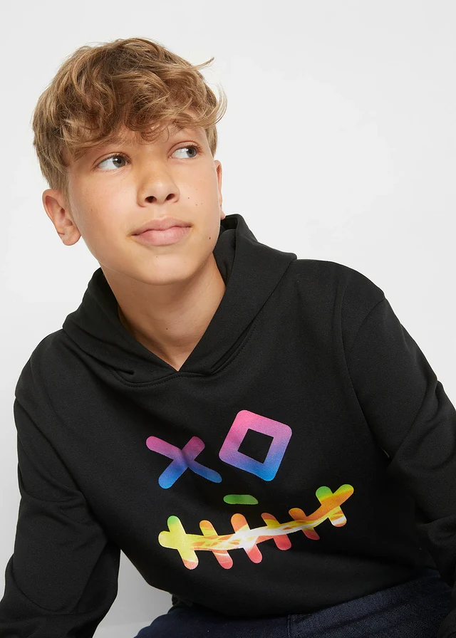 Hoodie van zachte katoenmix • zwart met print • product-page.page-title-suffix