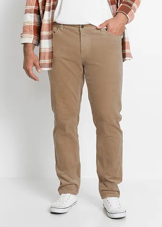 Slim fit stretch corduroy broek met comfort fit, Kleur: camel