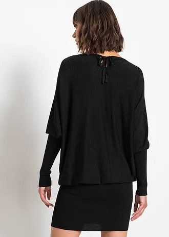 Pletené šaty ze splývavé viskózové směsi, barva: černá