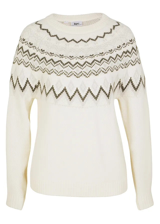 Pulover norvegian cu decolteu la baza gâtului