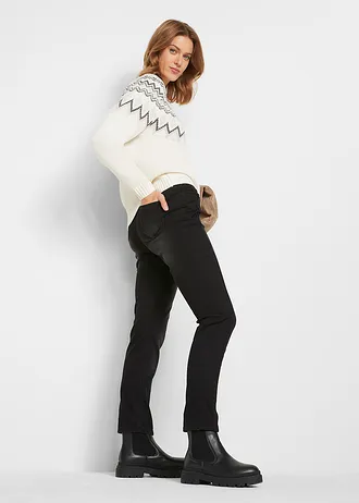 Noorse trui met hooggesloten hals, Kleur: wolwit grafische print