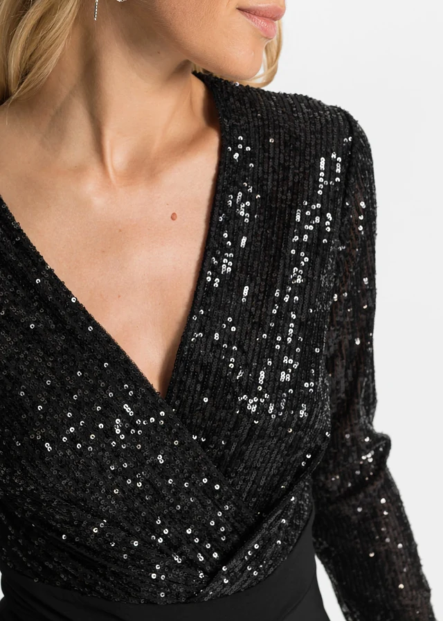 Robe en jersey à sequins et drapé • noir • product-page.page-title-suffix