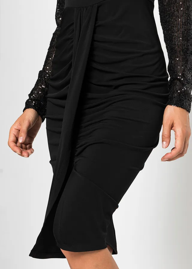 Robe en jersey à sequins et drapé • noir • product-page.page-title-suffix