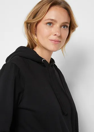 Sweat à capuche en tissu éponge doux • noir • Boutique bonprix