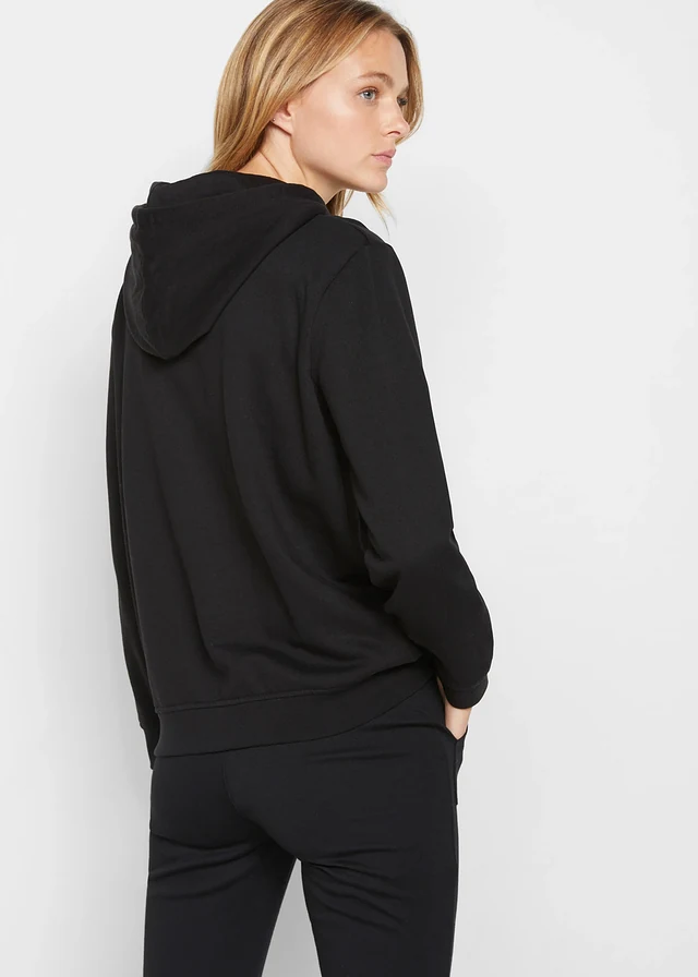 Basic hoodie van zacht frotté, Kleur: zwart