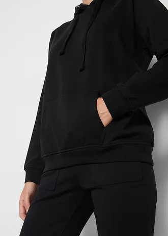 Sweat à capuche en tissu éponge doux • noir • Boutique bonprix