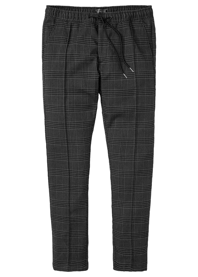 Pantaloni cu aspect de lână și talie elastică, Regular Fit