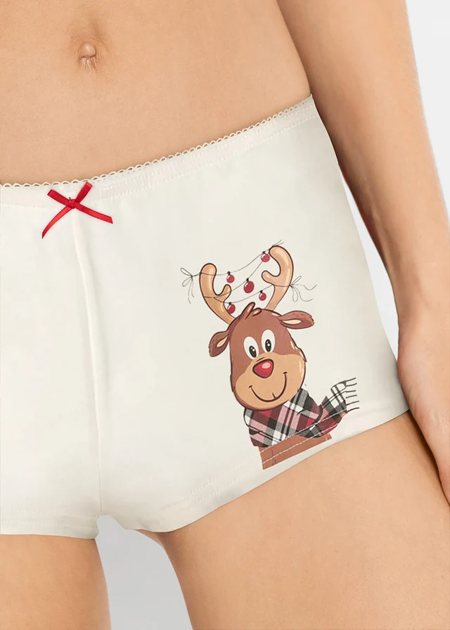 Lot de 4 boxers, Couleur: écru imprimé + rouge carreaux