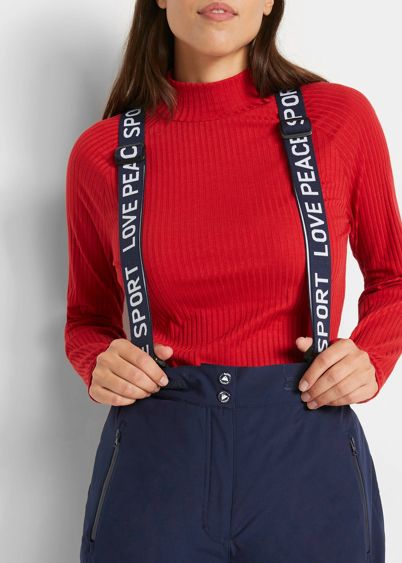 Funkční lyžařské termo kalhoty s odnímatelnými šlemi, vodě odolné, Straight • tmavě modrá • bonprix obchod