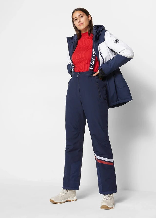 Pantalon de ski thermo avec bretelles amovibles, imperméable, Straight • bleu foncé • product-page.page-title-suffix
