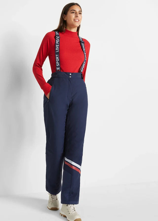 Pantalon de ski thermo avec bretelles amovibles, imperméable, Straight • bleu foncé • product-page.page-title-suffix