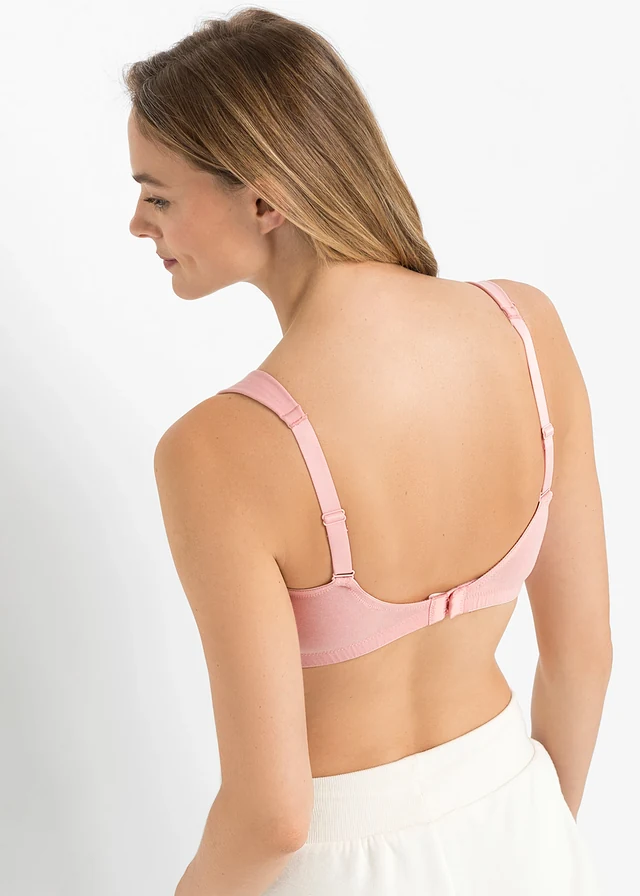 Bh zonder beugels met biologisch katoen (set van 2), Kleur: wit+roze