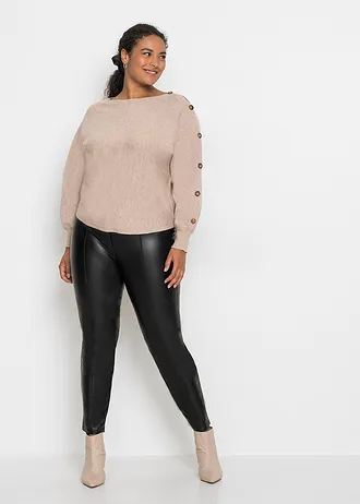 Pull à boutons, Couleur: beige amande chiné