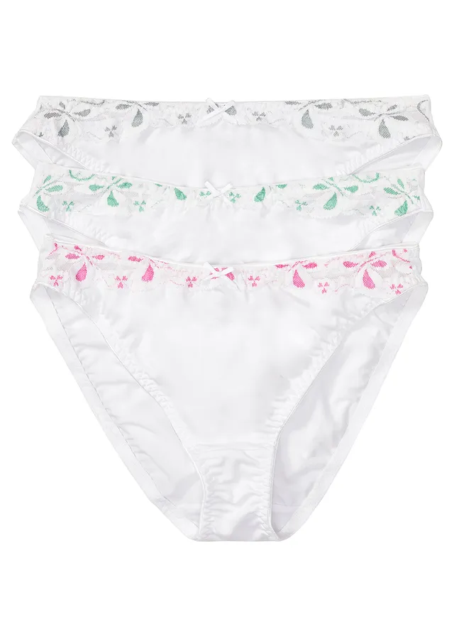 Slip met kant (set van 3) • wit-pink+wit-grijs+wit-turkoois • bonprix online shop