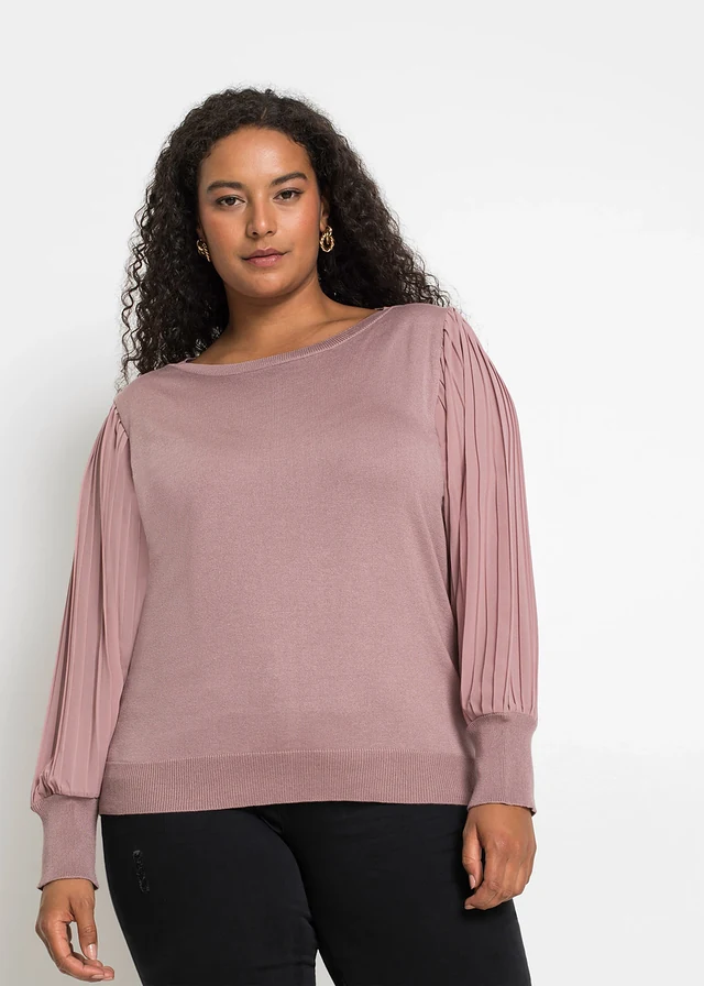 Trui in een zachte viscosemix, Kleur: rozenhout