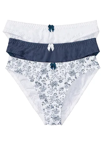 Chilot (3buc/pac) • indigo/alb floral + alb + indigo • magazin bonprix