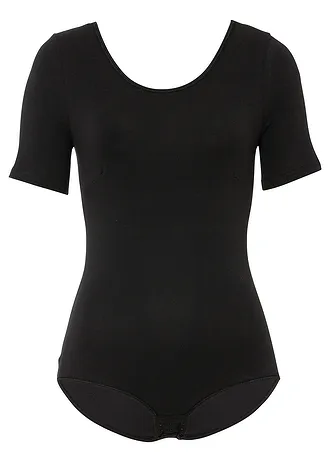 Body coton manches coude • noir • Boutique bonprix