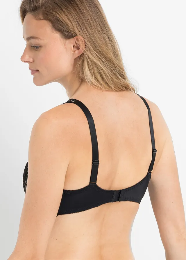 Soutien-gorge à armatures avec une jolie dentelle, Couleur: noir/poudré floral