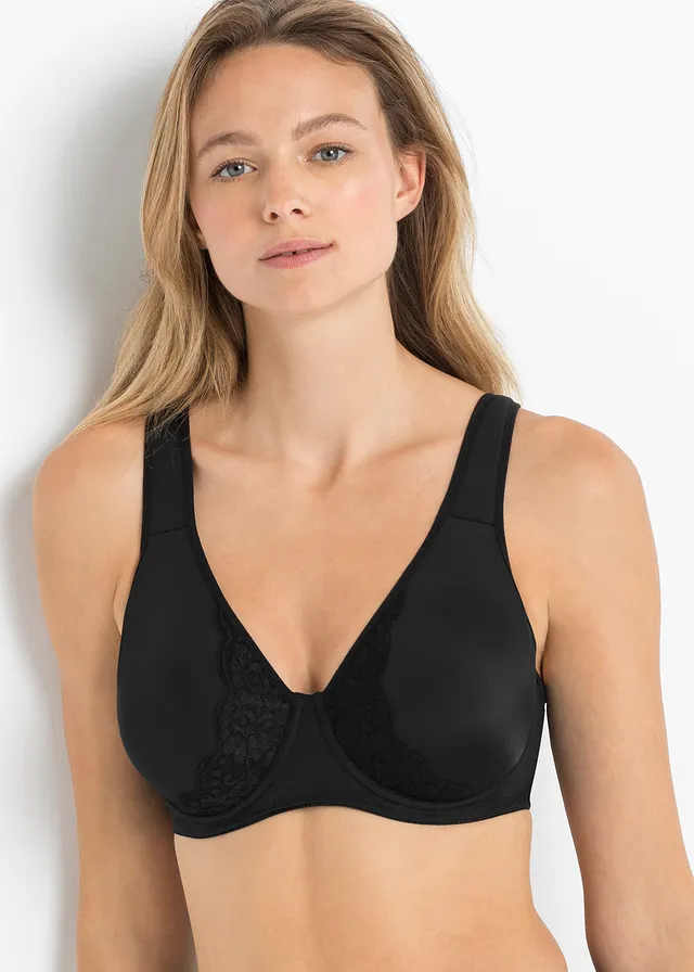 Minimizer bh met gewatteeerde bandjes, Kleur: zwart