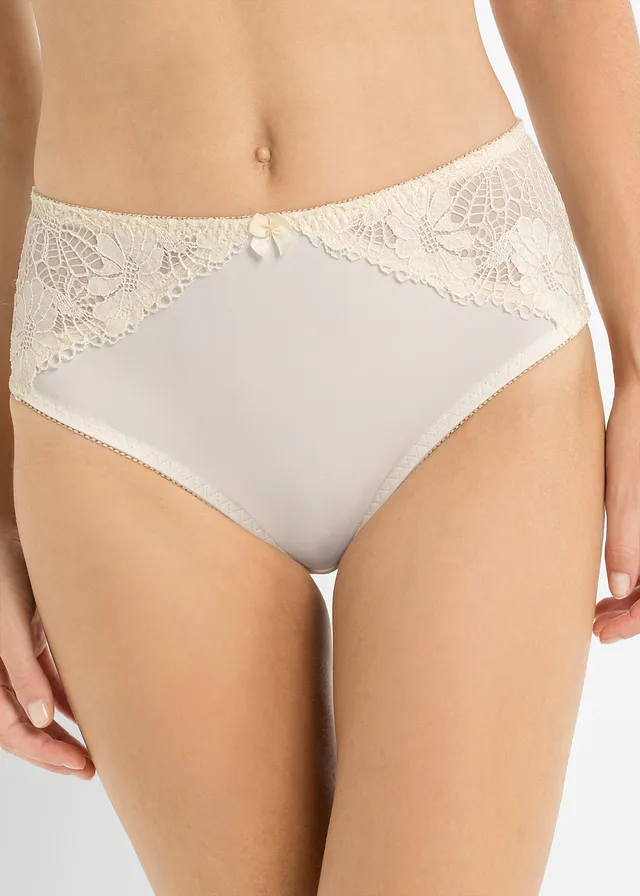 Maxislip met kant (set van 2), Kleur: crème+taupe