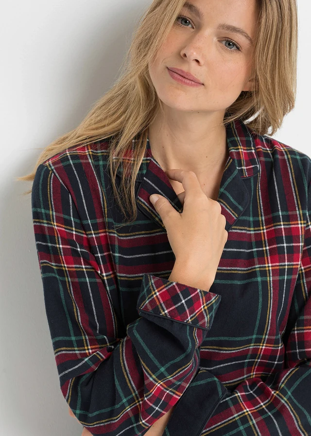 Geweven pyjama van flanel (2-dlg. set), Kleur: donkerblauw geruit