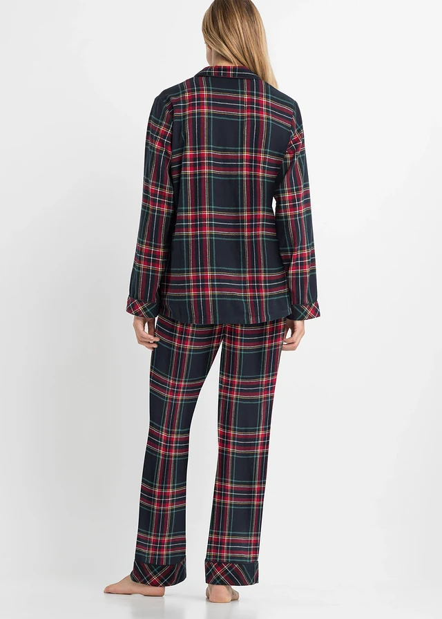 Geweven pyjama van flanel (2-dlg. set), Kleur: donkerblauw geruit