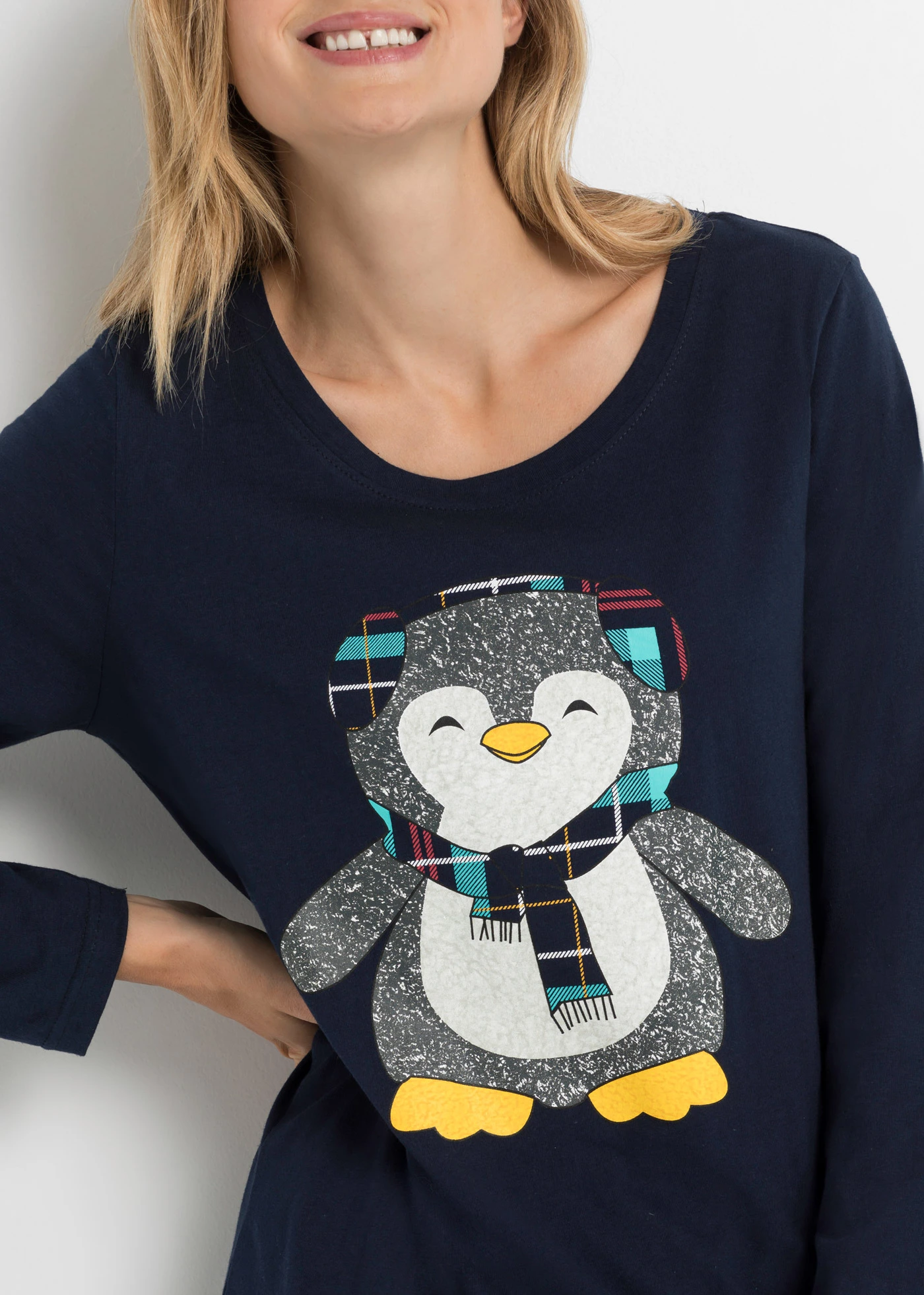 Pyjama met flanellen broek • donkerblauw geruit • bonprix online shop