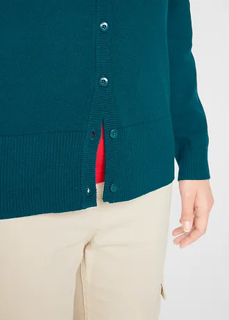 Jemně pletený kabátek s recyklovanou bavlnou • tmavě zelená • bonprix obchod