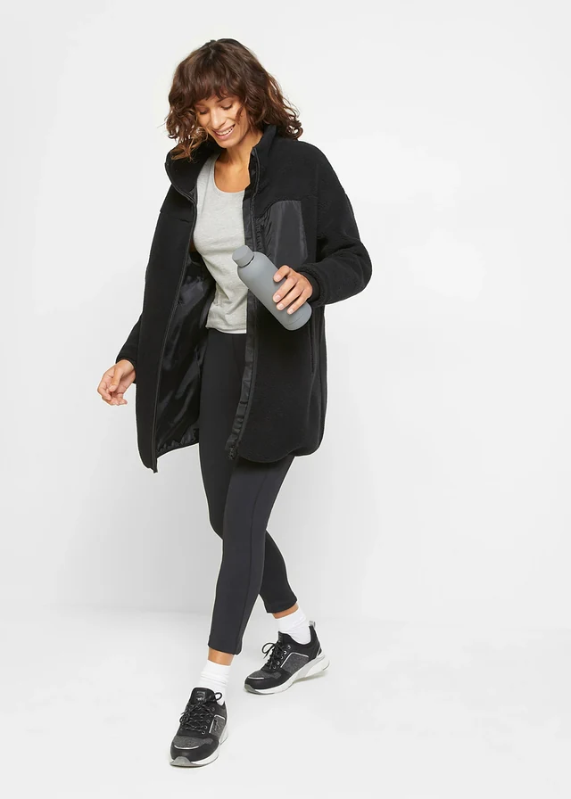Veste en polaire peluche, Couleur: noir