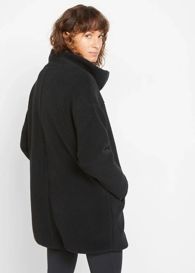 Veste en polaire peluche, Couleur: noir