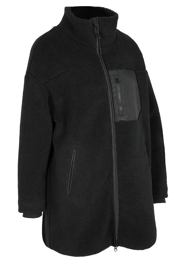 Veste en polaire peluche, Couleur: noir