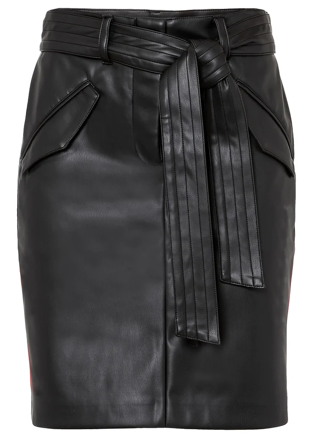 Imitatieleren rok, Kleur: zwart