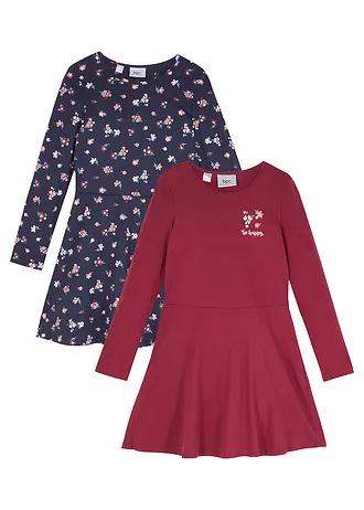 Meisjes jersey jurk van biologisch katoen (set van 2)