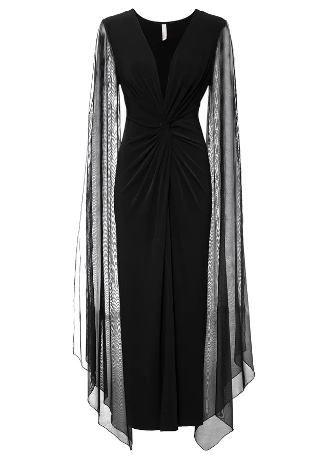 Rochie maxi cu mâneci lungi din mesh