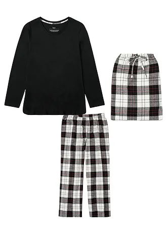 Pyjama met flanellen broek en cadeauzakje (3-dlg. set)