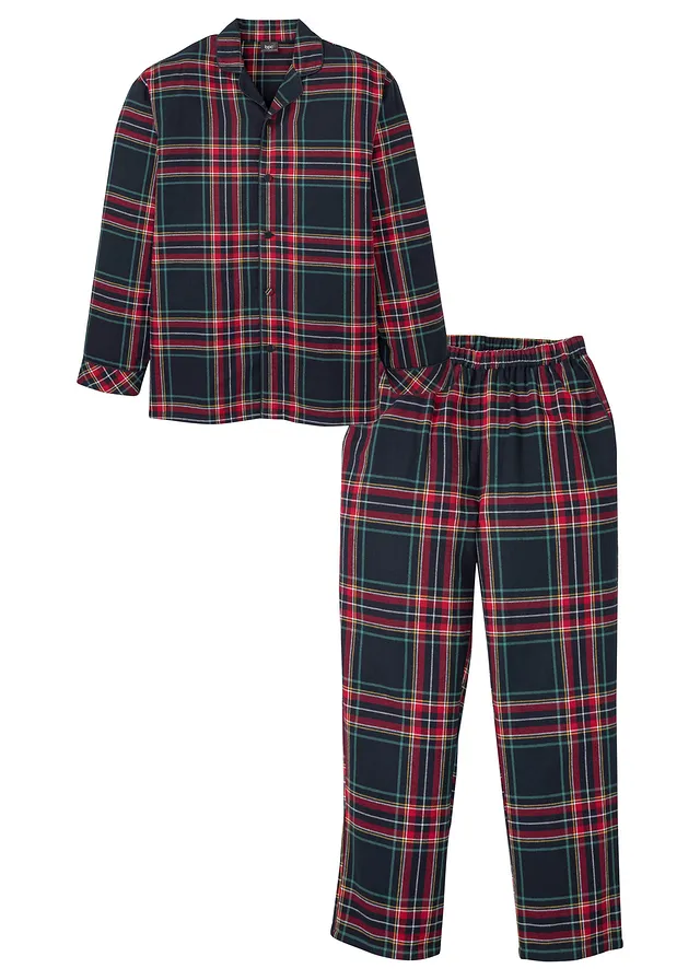 Pijama din flanelă moale cu bandă de nasturi