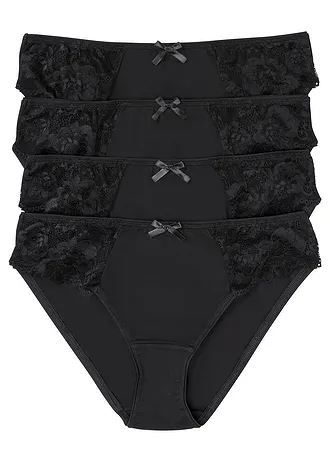 Slip met zacht katoen en kant (set van 4)