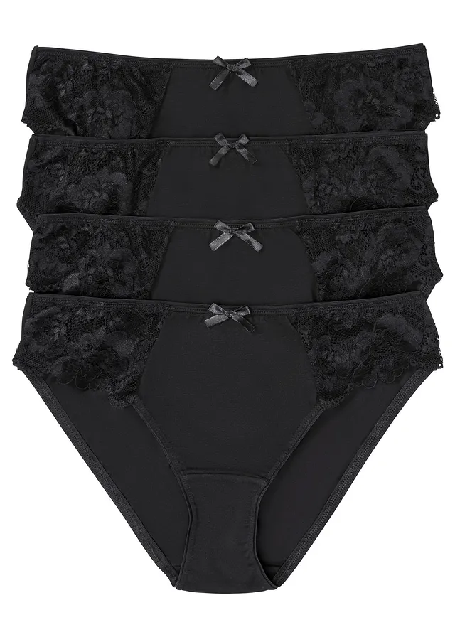 Kalhotky s krajkou (4 ks) • černá • bonprix obchod