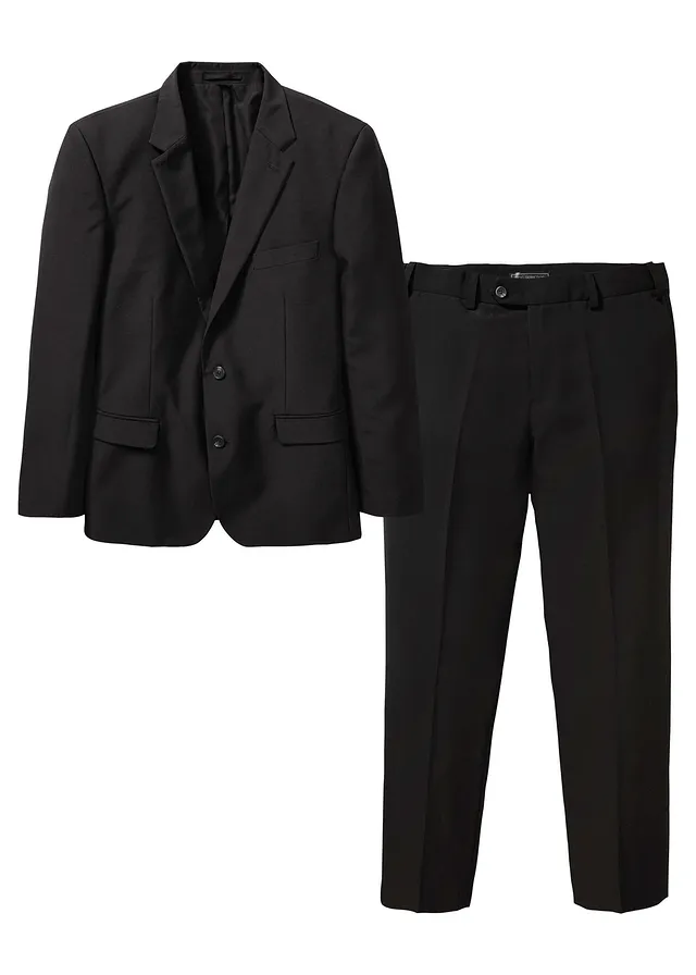 Pak met colbert en broek, slim fit (2-dlg. set), Kleur: zwart