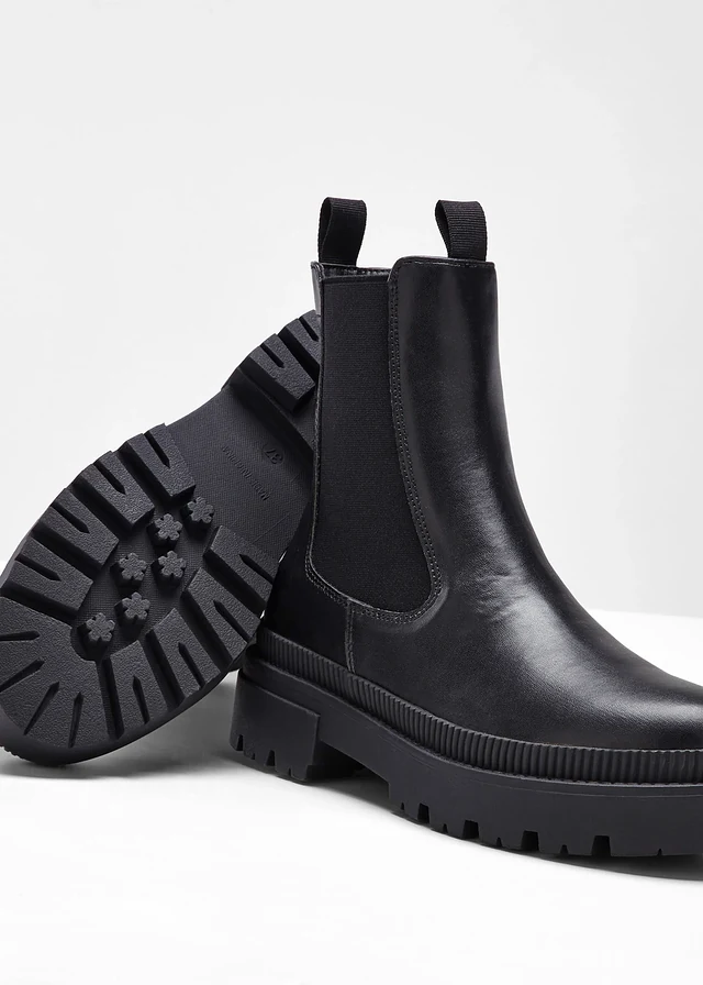 Cizme scurte chelsea cu talpă profilată • negru • magazin bonprix