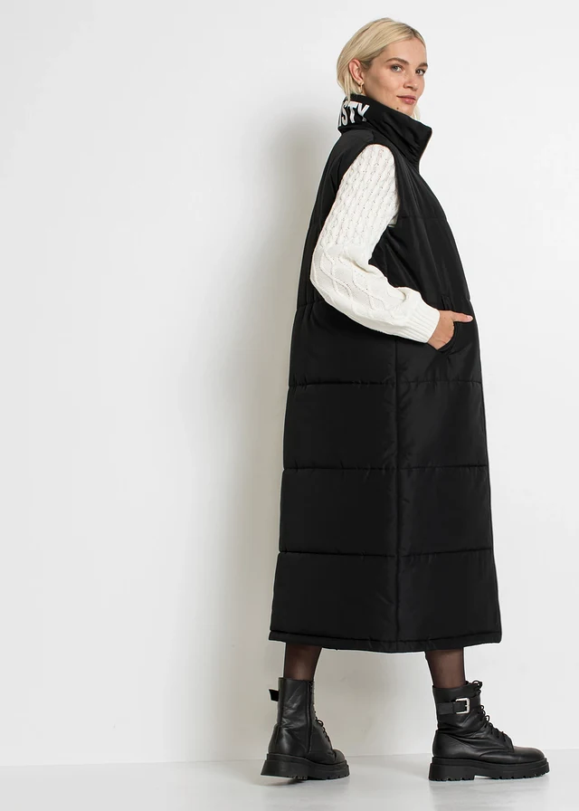 Lang mouwloos vestmet bionic finish, Kleur: zwart