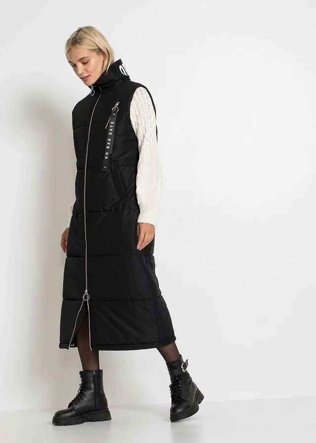 Lang mouwloos vestmet bionic finish, Kleur: zwart