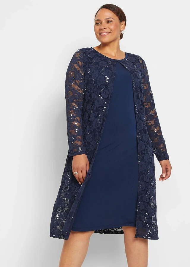 Robe à dentelle (ens. 2 pces), Couleur: bleu foncé