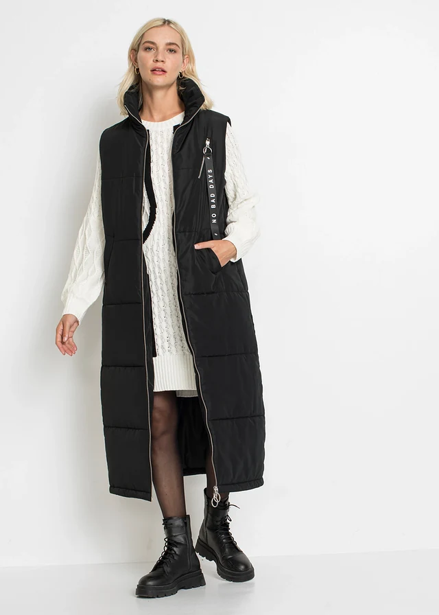 Lang mouwloos vestmet bionic finish, Kleur: zwart