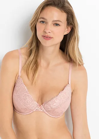 Lot de 3 soutiens-gorge push-up avec dentelle • écru+taupe+rosé • Boutique bonprix