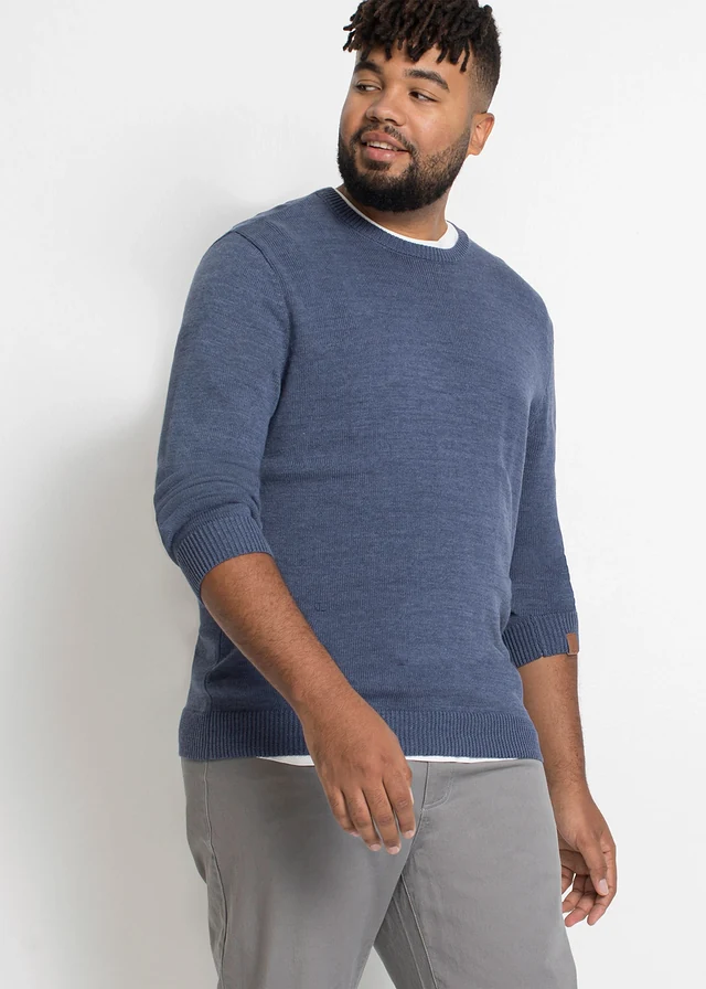 Pull en fine maille, Couleur: indigo/blanc chiné