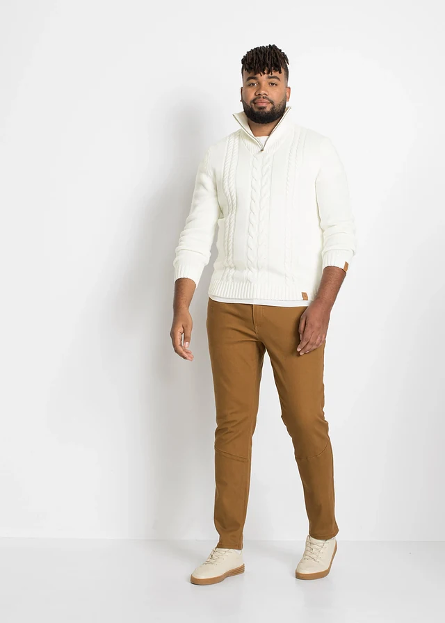 Pull camionneur en grosse maille torsadée, Couleur: écru