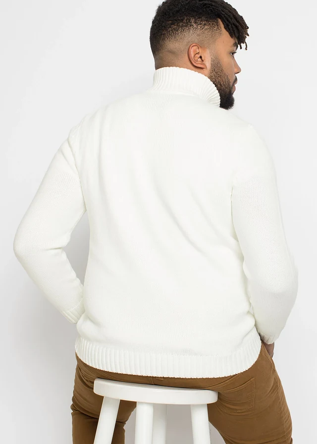 Pull camionneur en grosse maille torsadée, Couleur: écru