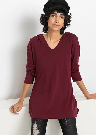 Longshirt met capuchon, Kleur: esdoornrood