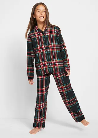 Pyjama enfant en flanelle douce • bleu foncé carreaux • Boutique bonprix